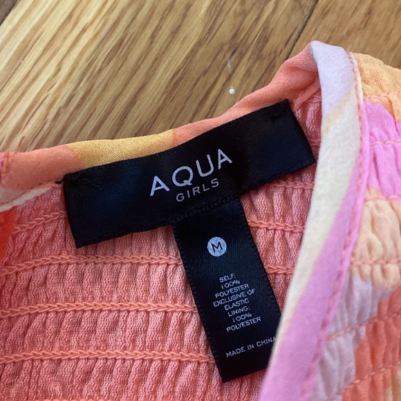 Aqua Girls Pink and Orange Printed Ruffled Dress Size M - Picture 6 of 8